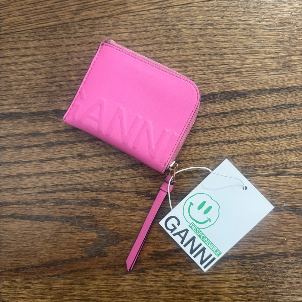 Ganni Pink and Green Zip Wallet